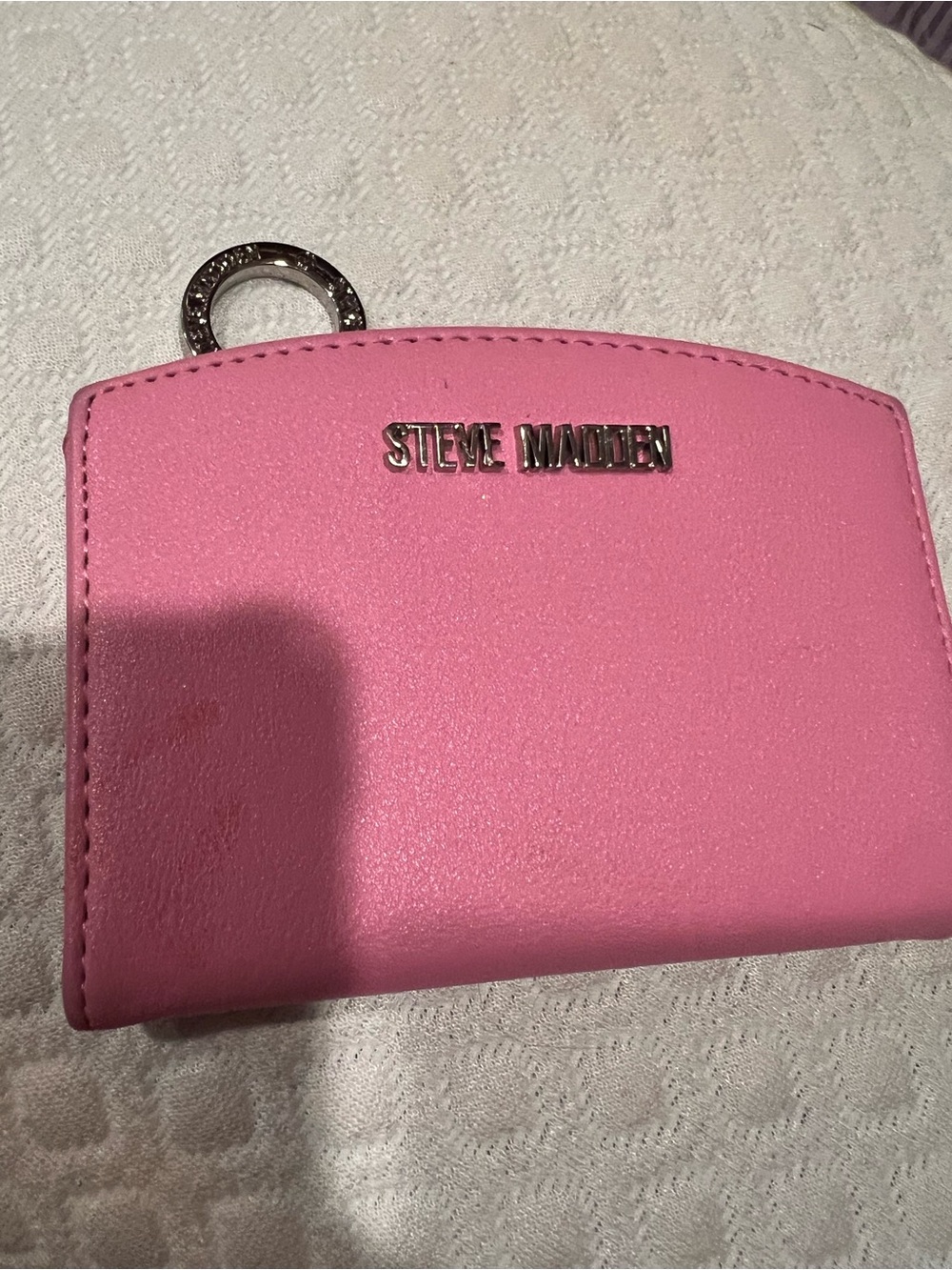 Steve Madden Pink Keyring Card Holder with Metal Logo